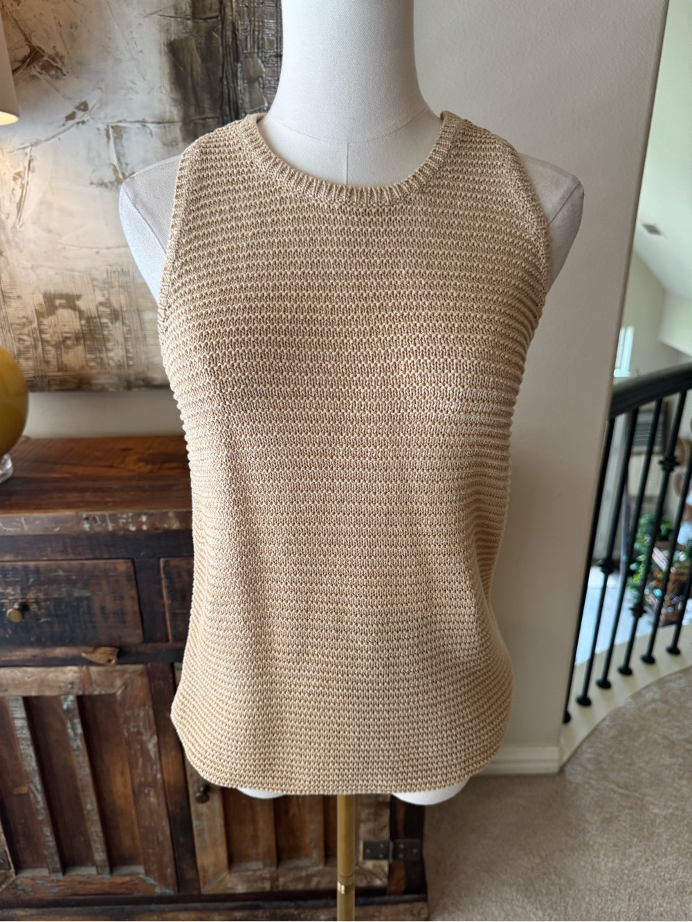 Lauren Ralph Lauren Beige Knit Crewneck Tank - size L